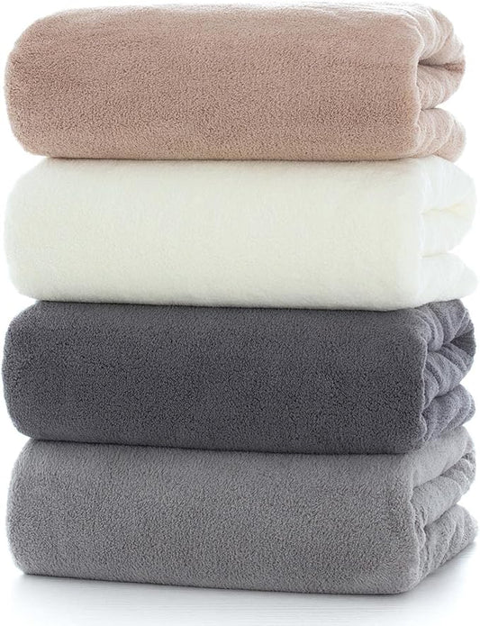 Towels 4 Pack Soft Microfiber Bath Towel Set Salon Gym Yoga Travel Very Absorbent Light Quick Dry and Durable, 55" L x 27" W