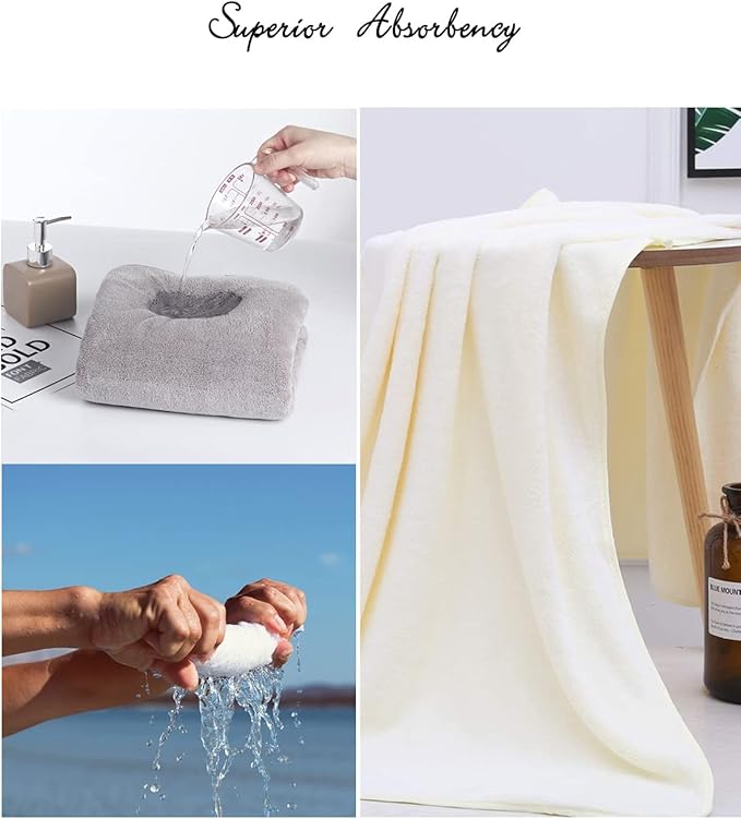 Towels 4 Pack Soft Microfiber Bath Towel Set Salon Gym Yoga Travel Very Absorbent Light Quick Dry and Durable, 55" L x 27" W
