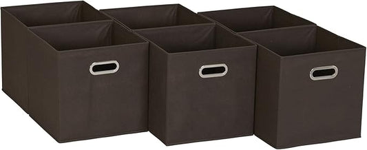 Household Essentials Yellow]Fabric Storage Bins with Handle, Bright (Pack of 6)